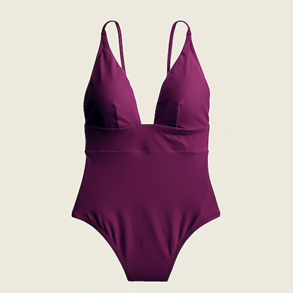 J Crew Deep V-neck french one-piece swimsuit in Iris Purple 24